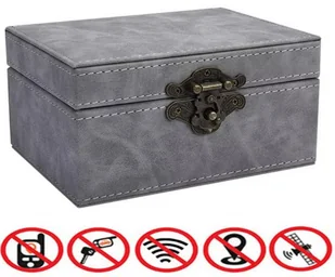 DUŻE PUDEŁKO BLOKUJĄCE SYGNAŁ KLUCZYK KLATKA FARADAYA KEYLESS RETRO SZARY - Pudełka i akcesoria na płyty CD - miniaturka - grafika 1