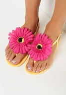 Sandały damskie - Żółte Sandały Japonki z Ozdobnym Kwiatem Navita - miniaturka - grafika 1