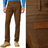 Spodnie męskie - Wrangler GREENSBORO Monk's Robe PROSTE BRĄZOWE SPODNIE MATERIAŁOWE W33 L34 - miniaturka - grafika 1