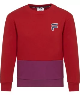 Bluzy dla dziewczynek - FILA Bluza dziecięca uniseks BINDERUP Crew Neck Sweatshirt, Wild Aster-True Red, 110/116 - grafika 1