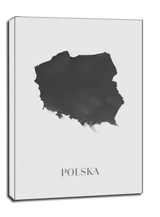 Polska mapa czarno biała - obraz na płótnie Wymiar do wyboru: 30x40 cm - Obrazy i zdjęcia na płótnie - miniaturka - grafika 1