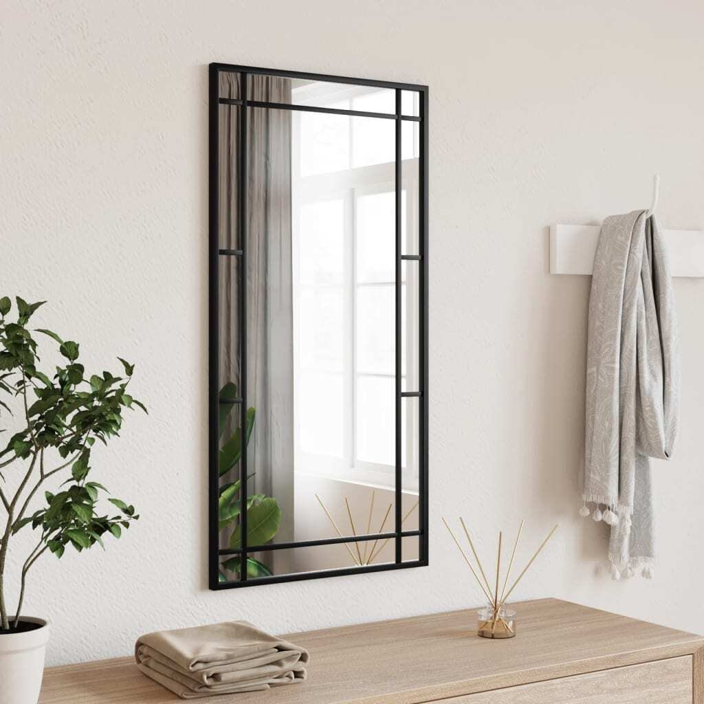 Lustro ścienne czarne 40x80 cm prostokątne żelazo