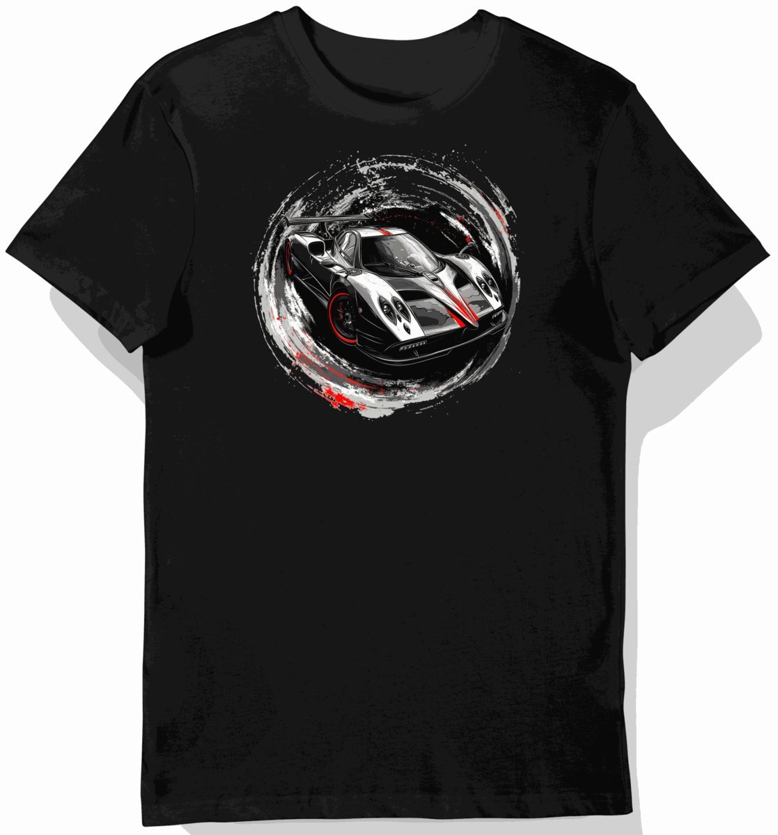 Koszulka męska czarna z motywem eleganckiego samochodu Pagani L