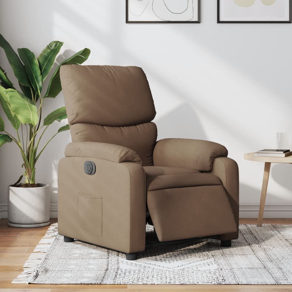 vidaXL vidaXL Elektryczny fotel rozkładany, brązowy, obity tkaniną