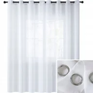 Firany - Śnieżnobiała Firana Na Przelotkach 300X250Cm Gotowa Z Woalu Gładka Biała - miniaturka - grafika 1