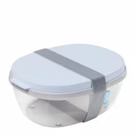 Lunch boxy - Mepal Mepal Ellipse Saladbox Nordic Blue 1,9 L Błękitny Lunch Box Plastikowy Dwukomorowy Z Pojemnikiem Na Sos - miniaturka - grafika 1