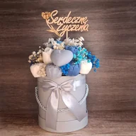Świece - Flower Box Świece Sojowe Wieczny Bukiet Kwiaty Prezent Urodziny Szary - miniaturka - grafika 1