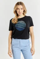 Koszulki i topy damskie - Dzianinowy T-shirt damski - Monnari - miniaturka - grafika 1