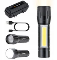 Latarki - Mała Mocna Latarka Taktyczna Cob Zoom Led Usb - miniaturka - grafika 1
