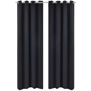 vidaXL Zasłony zaciemniające z kółkami, 2 szt., 135x175 cm, czarne - Zasłony - miniaturka - grafika 1