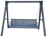 Szara drewniana huśtawka stojąca ogrodowa H0-P03