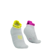 Skarpetki sportowe męskie - COMPRESSPORT Skarpetki do biegania krótkie ProRacing Socks V4 white/safety yellow/neon pink - miniaturka - grafika 1