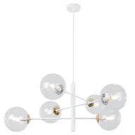 Lampy sufitowe - Lampa sufitowa wisząca Cannes biała modern 6xE14 klosz szklany kula bezbarwna/złota Light Home LH - miniaturka - grafika 1