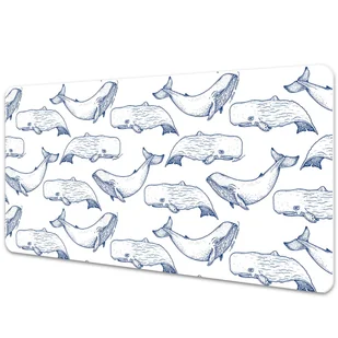 Podkładka na biurko Rysowane wieloryby 90x45 cm - Podkładki na biurko - miniaturka - grafika 1