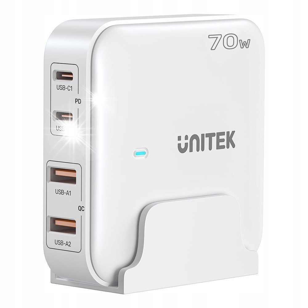 Unitek Ładowarka biurkowa GaN 70W 2xUSB-A 2xUSB-C Quick Charge