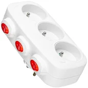 Rozgałęźniki - Vayox VA0275 Rozgałęźnik 3 gniazda przełącznik biały - miniaturka - grafika 1