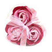 Zestaw 3 Mydlanych Różowych Róż box na prezent