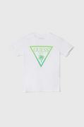 Koszulki dla chłopców - Guess t-shirt dziecięcy kolor biały z nadrukiem - miniaturka - grafika 1