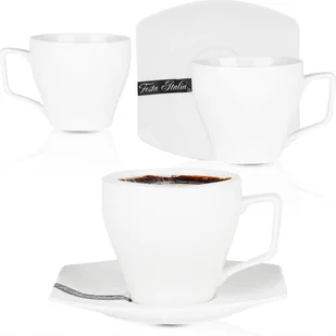 FILIŻANKA ZE SPODKIEM 220ML KPL. IZABELLA PORCELANOWA BIAŁA DO KAWY HERBATY - Filiżanki - miniaturka - grafika 1