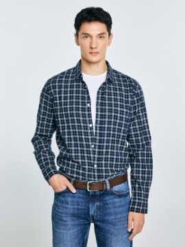 Big Star Koszula męska flanelowa w kratę granatowa Meridenisoni 403 5XL