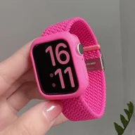 Akcesoria do smartwatchy - TEMU 2 szt. Uroczy, wielokolorowy, oddychający, regulowany pleciony pasek do zegarka i miękki, ażurowy silikonowy etui ochronne do for Apple Watch - miniaturka - grafika 1