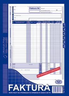 Michalczyk&Prokop FAKTURA VAT NETTO PEŁNA A4 (O+1K) 101-1E - Druki akcydensowe - miniaturka - grafika 1