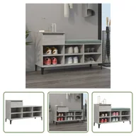 Szafki na buty - The Living Store stojak na buty betonowy szary 102x36x60 cm materiał drewnopochodny - miniaturka - grafika 1