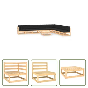 The Living Store 10-cz. zestaw wypoczynkowy do ogrodu - antracytowe poduszki - Zestaw Wypoczynkowy Z Palet - Meble ogrodowe - miniaturka - grafika 1