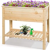 Donice - Donica Ogrodowa na Nóżkach, Prostokątna Drewniana Skrzynka na Warzywa, Zioła, Kwiaty, Podwyższona Grządka z Półką, Nośność 80 kg (91,5x40,5x80,5 cm) - miniaturka - grafika 1
