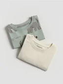 Bluzki dla niemowląt - Reserved - Bawełniany longsleeve 2 pack - złamana biel - miniaturka - grafika 1