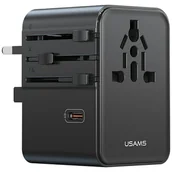 Ładowarki do telefonów - Ładowarka sieciowa USAMS Travel Adapter CC310 3xUSB-C 70W 4w1 US/AU/EU/UK czarny - miniaturka - grafika 1