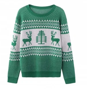 Sweter ��wi��teczny wz��r ZIELONY - Moda i Uroda OUTLET - miniaturka - grafika 1