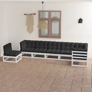 vidaXL 7-cz. zestaw wypoczynkowy do ogrodu, z poduszkami, lita sosna 3076645 - Meble ogrodowe - miniaturka - grafika 1