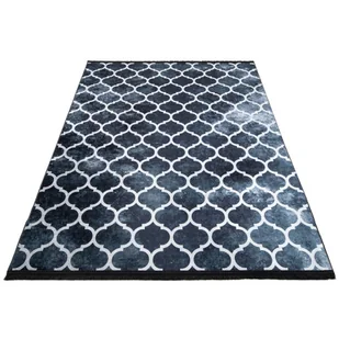 Czarny dywan glamour z geometrycznym wzorem i frędzlami R6-W80 - Dywany - miniaturka - grafika 1