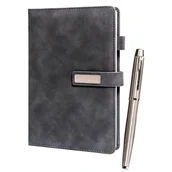 Długopisy - Zestaw prezentowy: czarny notes A5 w linie i długopis z czarnym wkładem - Peterson - miniaturka - grafika 1