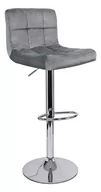Taborety i hokery - Krzesło Barowe Welurowe Bali Szary silver - miniaturka - grafika 1
