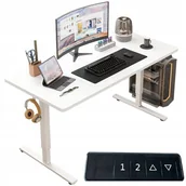 Biurka gamingowe - Biurko Elektryczne Regulowane 160x60cm Regulacja Wysokości Gamingowe Białe - miniaturka - grafika 1
