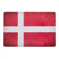 Plakaty - Plakat Tabliczka Dekoracyjna Metalowa Flaga Danii - miniaturka - grafika 1