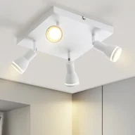Lampy sufitowe - ZMH LED lampa sufitowa biała 4 płomienie reflektor GU10 obrotowy sufit metalowy do salonu biura sypialni, bez żarówek - miniaturka - grafika 1