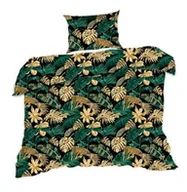 Pościel - Extrapościel Pościel bawełniana 140x200 liście czarna zielona złota 1497N Classic - miniaturka - grafika 1
