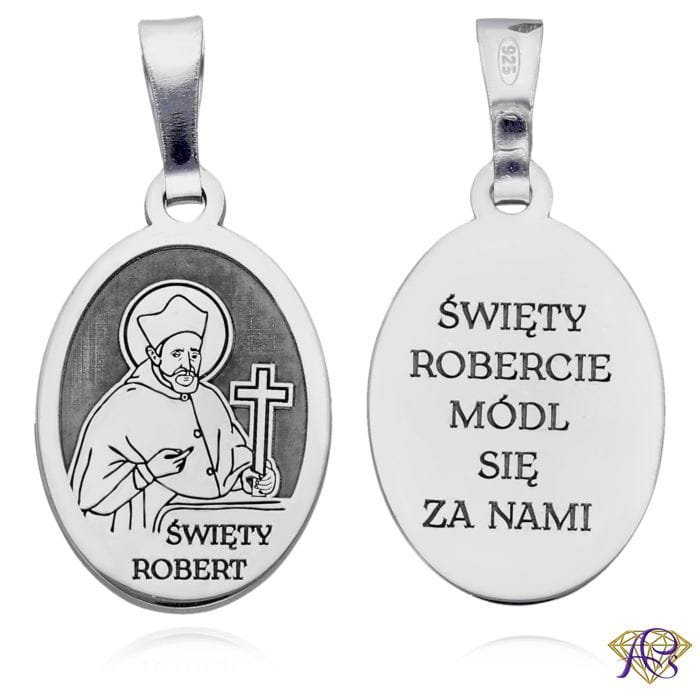 Srebrny medalik Ag 925 rodowany Św. Robert MDC097R