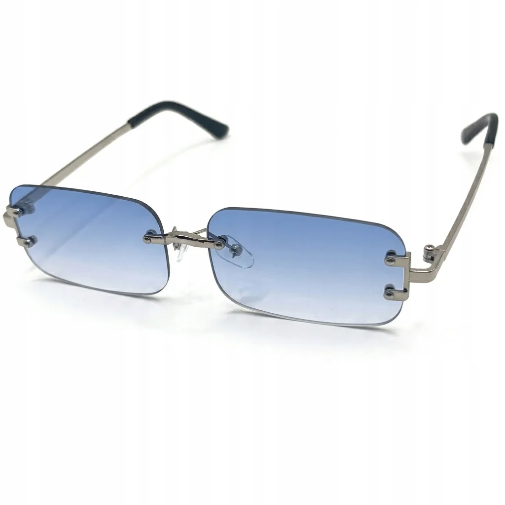 Okulary przeciwsłoneczne titan niebieskie uv400 polaryzacyja unisex rimless