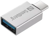 Złącza, przejściówki, adaptery - Adapter Sandberg USB Type-C - USB Type-A Silver (5705730136245) - miniaturka - grafika 1