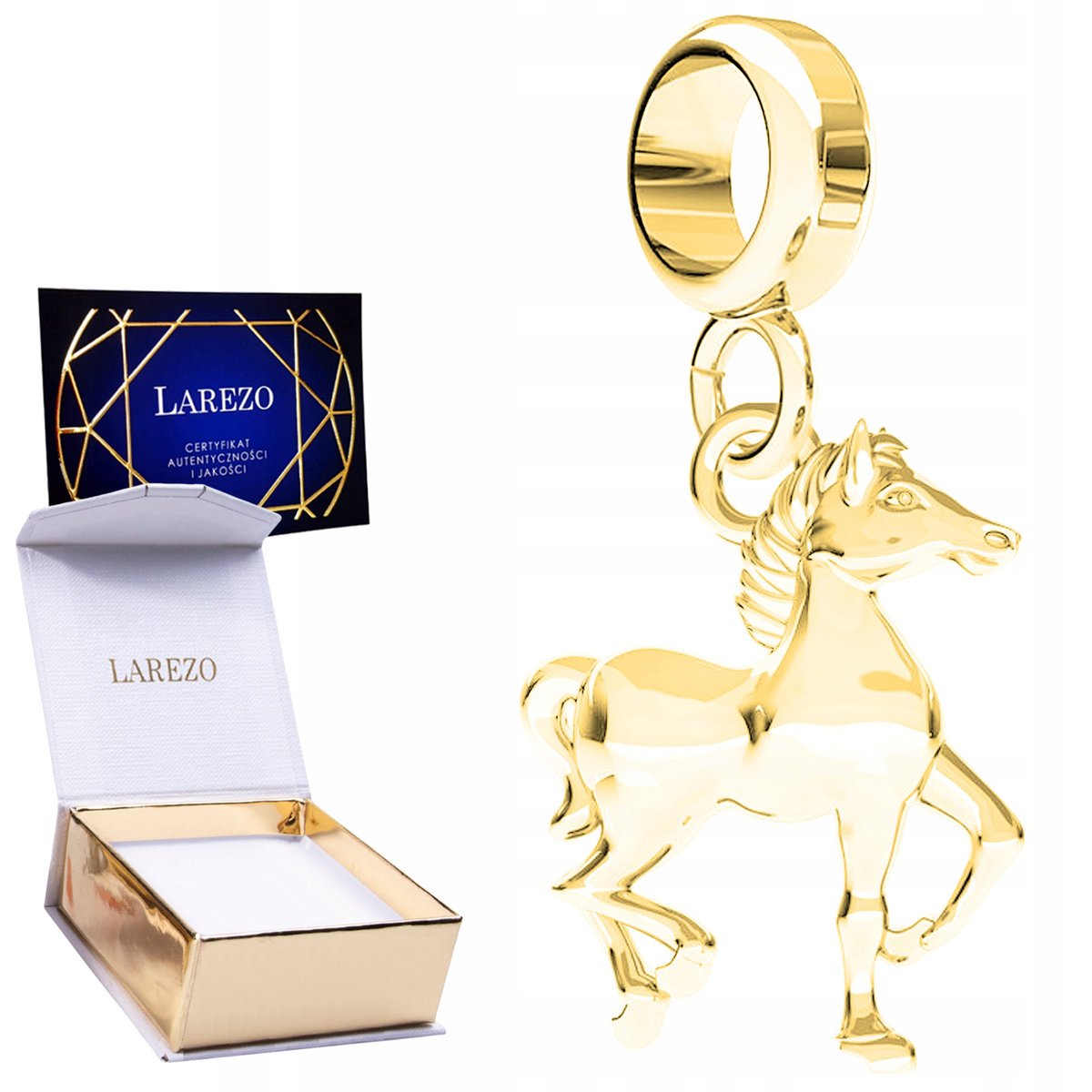 CHARMS ZŁOTY Wiszący z Koniem Lśniący Koń Konik Hobby dla Koniary SREBRO