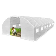 Szklarnie ogrodowe - Duży tunel foliowy szklarnia 4x10m 40m2 PREMIUM z siatką PE Biały - miniaturka - grafika 1