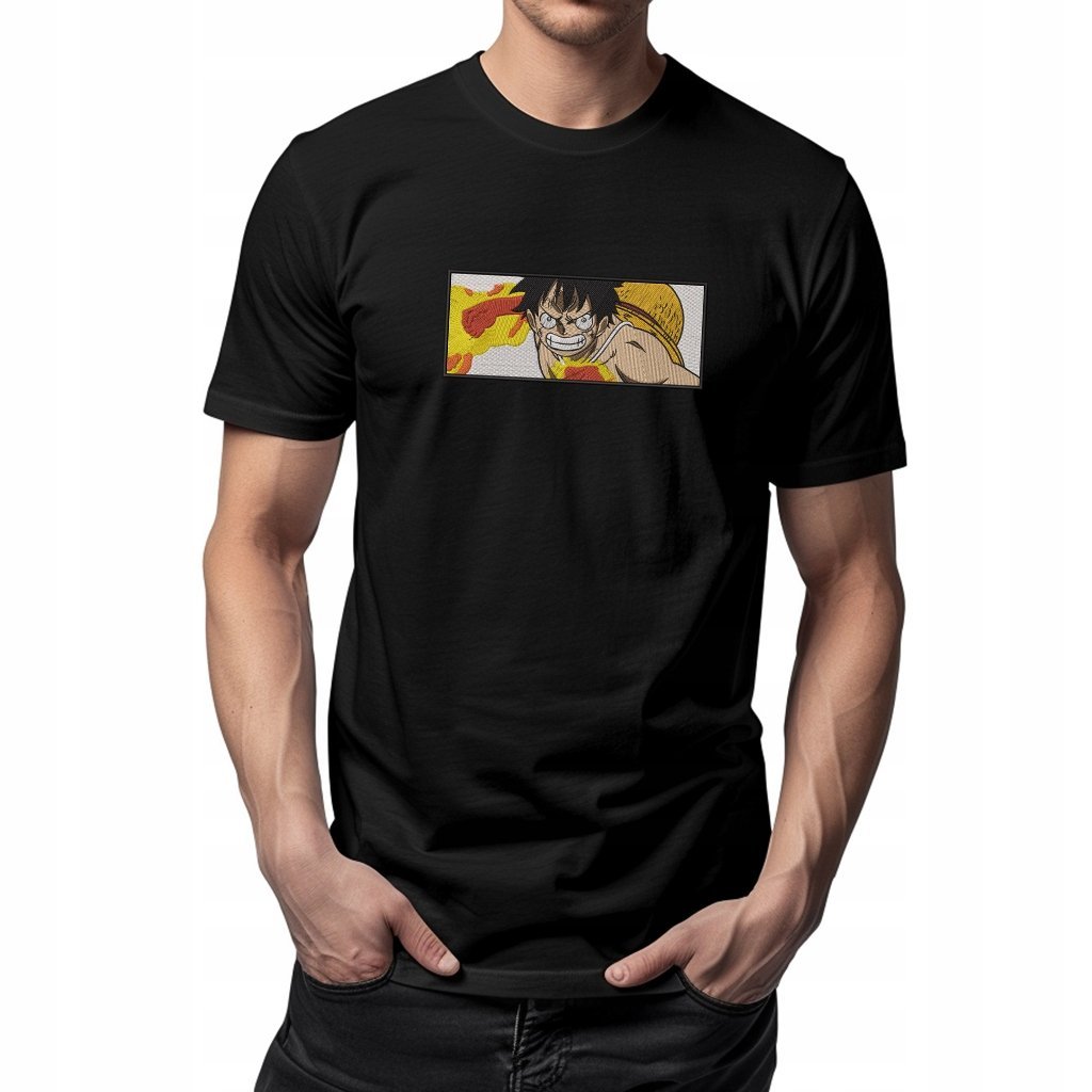 Koszulka z haftem - anime Luffy (One Piece) 100% bawełna, premium M