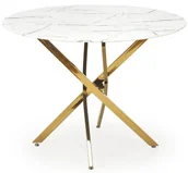 Stoły - Okrągły szklany stół biały marmur + złoty F6-L46 - miniaturka - grafika 1
