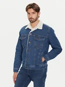 Kurtki męskie - Wrangler Kurtka jeansowa Sherpa Classic 112371440 Niebieski Regular Fit - miniaturka - grafika 1