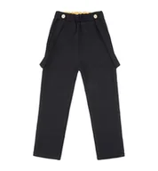 Moda i Uroda OUTLET - Spodnie z szelkami, czarne - 128 - miniaturka - grafika 1
