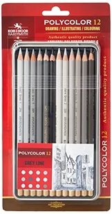 Koh-I-Noor Kredki Polycolor 12 odcieni szarości w metalowej kasecie - Kredki, ołówki, pastele i pisaki - miniaturka - grafika 2